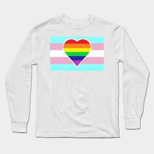 Transgender Pride Flag with Homosexual/Gay/Rainbow Heart Long Sleeve T-Shirt